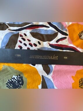 Amsterdam Heritage Luxe Black Leather Belt with Gold Stamping 45505 100